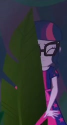 Size: 417x770 | Tagged: safe, screencap, character:twilight sparkle, character:twilight sparkle (scitwi), species:eqg human, equestria girls:spring breakdown, g4, my little pony:equestria girls, cropped, george of the jungle, ouch, tree