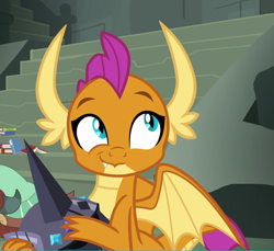 Size: 1012x926 | Tagged: safe, screencap, character:smolder, character:yona, species:dragon, episode:school daze, g4, my little pony: friendship is magic, cropped, cute, eating, female, offscreen character, smolderbetes