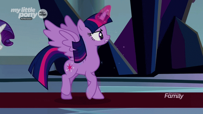Size: 800x450 | Tagged: safe, screencap, character:king sombra, character:rarity, character:twilight sparkle, character:twilight sparkle (alicorn), species:alicorn, species:pony, species:unicorn, episode:the beginning of the end, g4, my little pony: friendship is magic, animated, badass, bitch slap, dark crystal, dark magic, denied, fabulous, female, hair flip, like a boss, magic, magic aura, majestic, mane flip, mare, nope, parry, smooth, sparkles