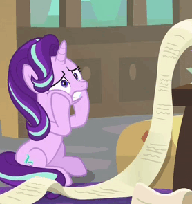 Size: 278x295 | Tagged: safe, screencap, character:starlight glimmer, species:pony, species:unicorn, episode:the beginning of the end, g4, my little pony: friendship is magic, animated, cropped, freakout, nervous, solo
