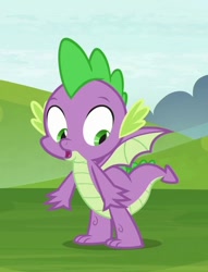Size: 482x630 | Tagged: safe, screencap, character:spike, species:dragon, episode:father knows beast, g4, my little pony: friendship is magic, claws, cropped, cute, male, open mouth, solo, spikabetes, winged spike, wings