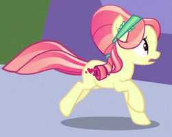 Size: 600x480 | Tagged: safe, screencap, character:ruby love, species:crystal pony, species:pony, episode:the beginning of the end, g4, my little pony: friendship is magic, background pony, female, mare, running, solo