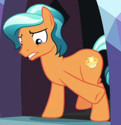Size: 476x493 | Tagged: safe, screencap, character:citrine nectar, species:crystal pony, species:pony, episode:the beginning of the end, g4, my little pony: friendship is magic, background pony, cropped, raised hoof, solo