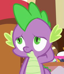 Size: 583x670 | Tagged: safe, screencap, character:spike, species:dragon, episode:a flurry of emotions, g4, my little pony: friendship is magic, arm behind head, cropped, male, season 7, solo