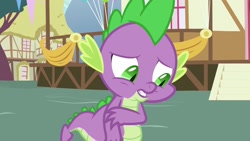 Size: 1280x720 | Tagged: safe, screencap, character:spike, species:dragon, episode:triple threat, g4, my little pony: friendship is magic, claws, male, season 7, solo, tail