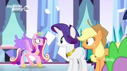 Size: 1920x1080 | Tagged: safe, screencap, character:applejack, character:princess cadance, character:rarity, character:spike, species:pony, episode:the beginning of the end, g4, my little pony: friendship is magic, magic