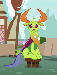 Size: 307x405 | Tagged: safe, screencap, character:thorax, species:changeling, species:reformed changeling, episode:triple threat, g4, my little pony: friendship is magic, cropped, cute, male, sitting, solo, thorabetes