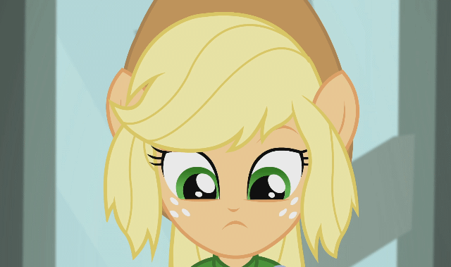 Size: 640x379 | Tagged: safe, screencap, character:applejack, episode:a case for the bass, equestria girls:rainbow rocks, g4, my little pony:equestria girls, :d, animated, cute, gif, jackabetes, ponied up