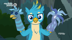 Size: 1920x1080 | Tagged: safe, screencap, character:gallus, species:griffon, episode:uprooted, g4, my little pony: friendship is magic, adorabolical, cute, evil grin, gallabetes, grin, male, puppet, smiling, sock puppet, solo