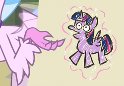 Size: 1281x885 | Tagged: safe, screencap, character:silverstream, character:tree of harmony, character:treelight sparkle, character:twilight sparkle, character:twilight sparkle (alicorn), species:alicorn, species:pony, episode:uprooted, g4, my little pony: friendship is magic, cropped, drawing, meme, special eyes, treelight sparkle