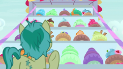Size: 1920x1080 | Tagged: safe, screencap, character:sandbar, species:earth pony, species:pony, episode:uprooted, g4, my little pony: friendship is magic, cupcake, dream, food, giant food, male, solo