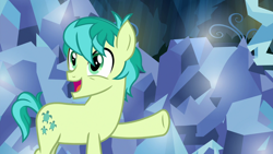 Size: 1280x720 | Tagged: safe, screencap, character:sandbar, character:tree of harmony, species:earth pony, species:pony, episode:uprooted, g4, my little pony: friendship is magic, male, smiling, tree of harmony