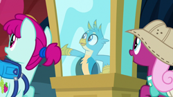 Size: 1920x1080 | Tagged: safe, screencap, character:gallus, character:happy khaki, character:ruby splash, episode:uprooted, g4, my little pony: friendship is magic, trail blazer