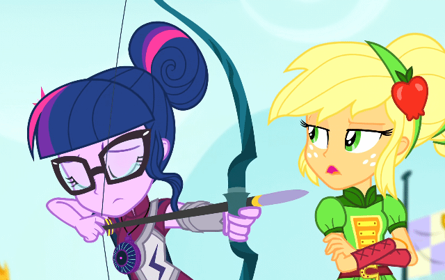 Size: 640x402 | Tagged: safe, screencap, character:applejack, character:twilight sparkle, character:twilight sparkle (scitwi), species:eqg human, equestria girls:friendship games, g4, my little pony:equestria girls, animated, gif