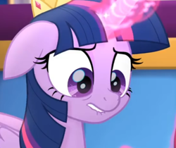 Size: 2100x1763 | Tagged: safe, screencap, character:twilight sparkle, character:twilight sparkle (alicorn), species:alicorn, species:pony, my little pony: the movie (2017), cropped, lip bite, out of context, reaction image, solo, unf