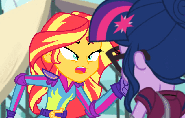 Size: 640x410 | Tagged: safe, screencap, character:sunset shimmer, character:twilight sparkle, character:twilight sparkle (scitwi), species:eqg human, equestria girls:friendship games, g4, my little pony:equestria girls, angry, animated, gif, glasses, sunset yells at twilight, teary eyes