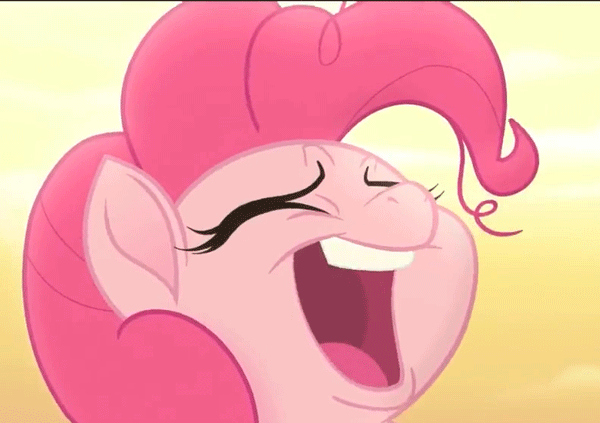 Size: 600x423 | Tagged: safe, screencap, character:pinkie pie, species:earth pony, species:pony, my little pony: the movie (2017), animated, bone dry desert, cropped, desert, desert sun madness, faec, female, gif, insanity, kek, laughing, mare, messy mane, solo