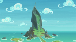 Size: 2100x1180 | Tagged: safe, screencap, episode:uprooted, g4, my little pony: friendship is magic, cloud, island, mount aris, no pony, scenery, sky