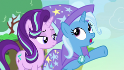 Size: 1280x720 | Tagged: safe, screencap, character:starlight glimmer, character:trixie, species:pony, species:unicorn, episode:to change a changeling, g4, my little pony: friendship is magic, duo, lidded eyes