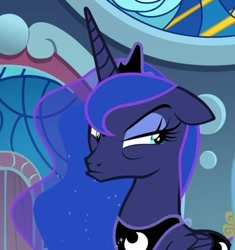 Size: 795x845 | Tagged: safe, screencap, character:princess luna, species:alicorn, species:pony, episode:sparkle's seven, g4, my little pony: friendship is magic, cropped, female, grumpy luna, luna is not amused, mare, pouting, solo, unamused