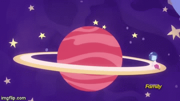 Size: 360x202 | Tagged: safe, screencap, character:pinkie pie, species:pony, episode:sparkle's seven, g4, my little pony: friendship is magic, animated, astronaut, astronaut pinkie, bipedal, discovery family logo, gif, imgflip, michael jackson, moonwalk, planet, saturn, solo, space, tangible heavenly object