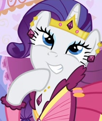 Size: 608x719 | Tagged: safe, screencap, character:rarity, species:pony, species:unicorn, episode:suited for success, g4, my little pony: friendship is magic, clothing, cropped, cute, dress, female, gala dress, mare, raised hoof, raribetes, solo