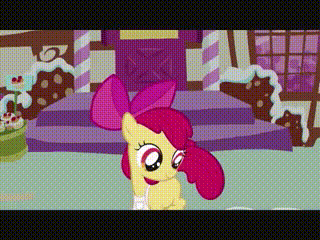 Size: 320x240 | Tagged: safe, screencap, character:apple bloom, species:pony, episode:call of the cutie, g4, my little pony: friendship is magic, animated, apron, clothing, gif, good trick, loop, solo, spinning