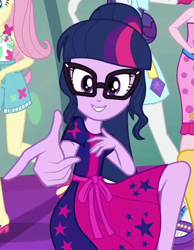 Size: 607x783 | Tagged: safe, screencap, character:fluttershy, character:pinkie pie, character:rarity, character:twilight sparkle, character:twilight sparkle (scitwi), species:eqg human, episode:i'm on a yacht, g4, my little pony:equestria girls, cropped, glasses, smiling