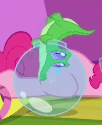 Size: 209x256 | Tagged: safe, screencap, character:gummy, character:pinkie pie, episode:sparkle's seven, g4, my little pony: friendship is magic, adorable distress, animated, cropped, cute, fishbowl, flailing, gif, gummybetes, perfect loop, solo focus, stuck