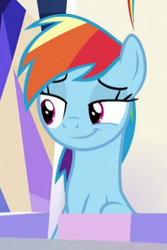 Size: 205x307 | Tagged: safe, screencap, character:rainbow dash, species:pegasus, species:pony, episode:sparkle's seven, g4, my little pony: friendship is magic, cropped, faec, friendship throne, smiling, smirk, smug, smugdash, solo