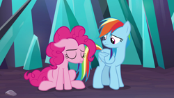 Size: 1920x1080 | Tagged: safe, screencap, character:pinkie pie, character:rainbow dash, species:pony, episode:the beginning of the end, g4, my little pony: friendship is magic, pouting