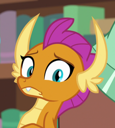 Size: 960x1060 | Tagged: safe, screencap, character:smolder, character:yona, species:dragon, episode:what lies beneath, g4, my little pony: friendship is magic, cropped, dragoness, female, looking at camera, looking at you