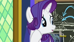 Size: 1920x1080 | Tagged: safe, screencap, character:rarity, species:pony, episode:sparkle's seven, g4, my little pony: friendship is magic, chalkboard, solo