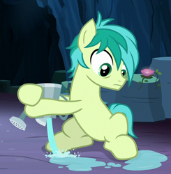 Size: 674x687 | Tagged: safe, screencap, character:sandbar, species:earth pony, species:pony, episode:uprooted, g4, my little pony: friendship is magic, cropped, hooves, male, solo, watering can