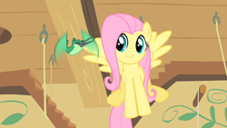 Size: 1280x720 | Tagged: safe, screencap, character:fluttershy, species:pony, episode:a bird in the hoof, g4, my little pony: friendship is magic, hummingbird, hummingway
