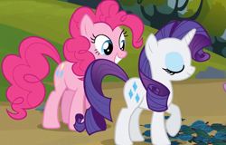 Size: 1127x720 | Tagged: safe, screencap, character:pinkie pie, character:rarity, species:earth pony, species:pony, species:unicorn, episode:spike at your service, g4, my little pony: friendship is magic, female, mare