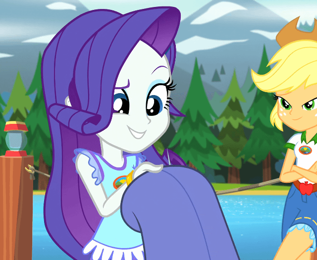 Size: 640x525 | Tagged: safe, screencap, character:rarity, equestria girls:legend of everfree, g4, my little pony:equestria girls, animated, camp everfree outfits, cropped, duo, gif, needle, sewing