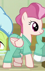 Size: 166x260 | Tagged: safe, screencap, species:pegasus, species:pony, episode:where the apple lies, g4, my little pony: friendship is magic, background pony, cropped, female, first check, hospital gown, mare, solo focus