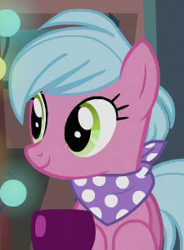 Size: 225x305 | Tagged: safe, screencap, species:earth pony, species:pony, episode:stranger than fanfiction, background pony, bandana, clothing, cropped, female, mare, scarf, solo, unnamed pony