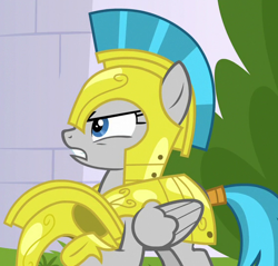 Size: 564x539 | Tagged: safe, screencap, character:windstorm, species:pegasus, species:pony, episode:sparkle's seven, g4, my little pony: friendship is magic, angry, armor, background pony, cropped, female, guardsmare, helmet, hoof shoes, mare, pegasus royal guard, royal guard, royal guard armor, solemn canterlot marshal, solo