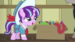 Size: 1280x720 | Tagged: safe, screencap, character:snowfall frost, character:starlight glimmer, species:pony, episode:a hearth's warming tail, g4, my little pony: friendship is magic, female, filly, professor flintheart, younger