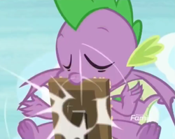 Size: 888x707 | Tagged: safe, screencap, character:spike, species:dragon, episode:the point of no return, g4, my little pony: friendship is magic, claws, cropped, discovery family logo, eyes closed, picture frame, winged spike, wings