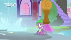 Size: 1920x1080 | Tagged: safe, screencap, character:spike, species:dragon, episode:the point of no return, g4, my little pony: friendship is magic, folded wings, letter, looking up, male, school of friendship, solo, underfoot, winged spike, wings