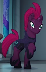 Size: 448x698 | Tagged: safe, screencap, character:tempest shadow, species:pony, species:unicorn, my little pony: the movie (2017), broken horn, cropped, eye scar, female, horn, mare, scar, solo