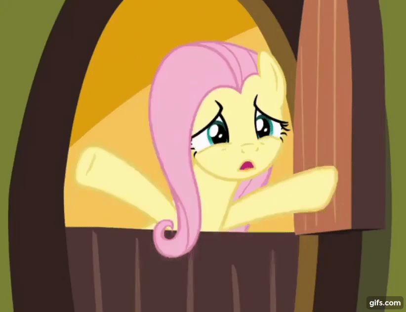 Size: 822x632 | Tagged: safe, screencap, character:fluttershy, species:pony, episode:yakity-sax, g4, my little pony: friendship is magic, animated, cropped, cute, door, fluttershy's cottage, gif, gifs.com, hooves, implied yovidaphone, loop, no, perfect loop, shyabetes, solo