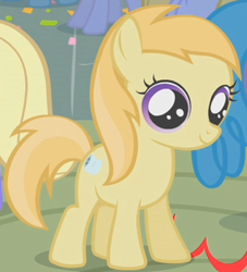 Size: 323x356 | Tagged: safe, screencap, character:noi, species:earth pony, species:pony, episode:call of the cutie, g4, my little pony: friendship is magic, background pony, cropped, female, filly, foal, solo focus