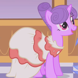 Size: 549x549 | Tagged: safe, screencap, character:north star (g4), species:pony, species:unicorn, episode:the best night ever, g4, my little pony: friendship is magic, background pony, clothing, cropped, dress, female, mare, solo