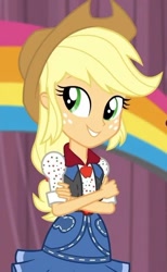 Size: 448x729 | Tagged: safe, screencap, character:applejack, equestria girls:dance magic, g4, my little pony:equestria girls, cropped, crossed arms, cute, female, jackabetes, outfit catalog, solo