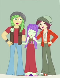 Size: 690x892 | Tagged: safe, screencap, character:normal norman, character:sandalwood, character:starlight, equestria girls:forgotten friendship, g4, my little pony:equestria girls, background human, clothing, cropped, eyes closed, male, pants, photo, smiling, starlight