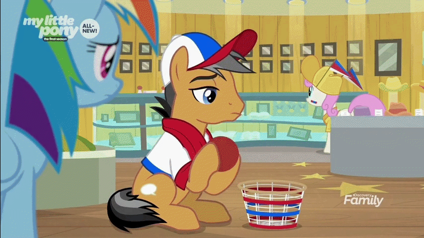 Size: 854x480 | Tagged: safe, screencap, character:quibble pants, character:rainbow dash, species:earth pony, species:pegasus, species:pony, episode:common ground, g4, my little pony: friendship is magic, animated, basket, buckball, buckbasket, bushel basket, cute, epic fail, fail, quibblebetes